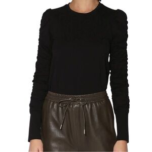 Walter Baker Ruched Long Sleeve Top Black Size XS